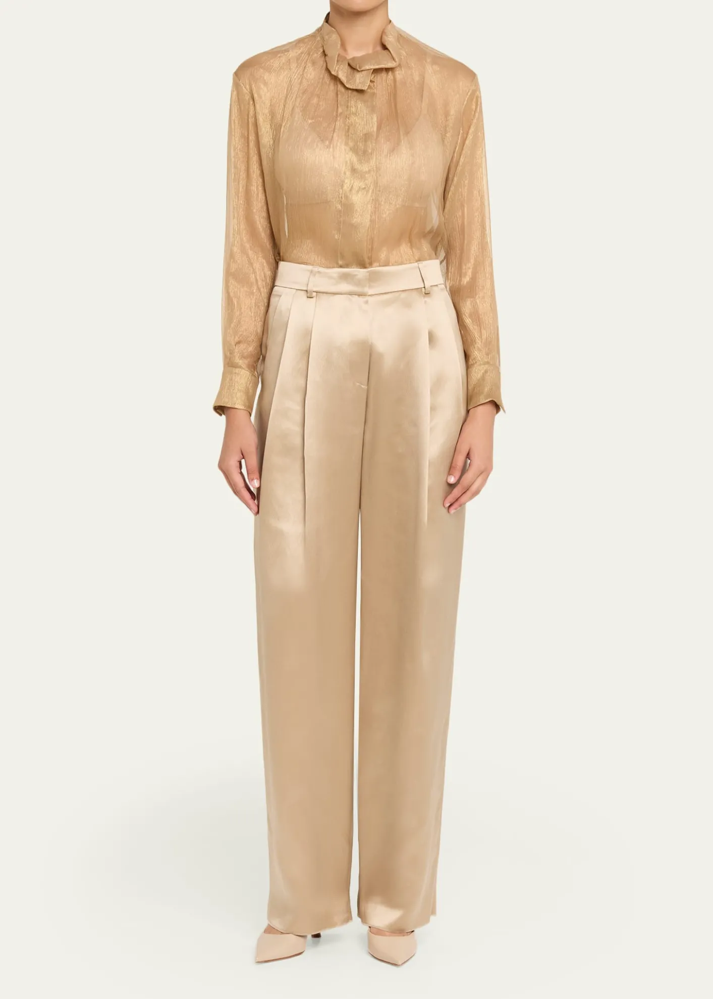 Giorgio ArmaniMetallic Silk Button-Down Shirt