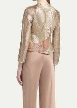 Giorgio ArmaniMetallic Soutache Two-Tone Leather Jacket