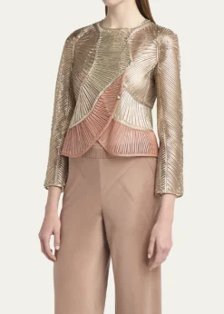 Giorgio ArmaniMetallic Soutache Two-Tone Leather Jacket