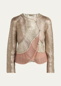 Giorgio ArmaniMetallic Soutache Two-Tone Leather Jacket