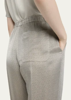 Giorgio ArmaniMicro Jacquard Straight-Leg Pull-On Trousers