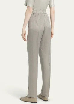 Giorgio ArmaniMicro Jacquard Straight-Leg Pull-On Trousers