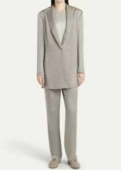 Giorgio ArmaniMicro Jacquard Straight-Leg Pull-On Trousers