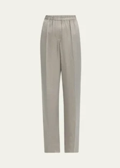 Giorgio ArmaniMicro Jacquard Straight-Leg Pull-On Trousers