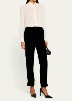 Giorgio ArmaniMid-Rise Slim-Leg Velvet Trousers