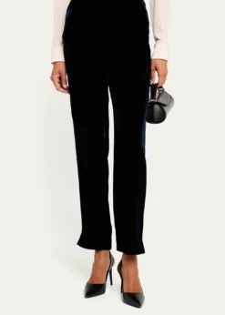 Giorgio ArmaniMid-Rise Slim-Leg Velvet Trousers