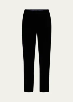 Giorgio ArmaniMid-Rise Slim-Leg Velvet Trousers