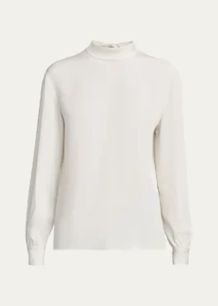 Giorgio ArmaniNeck-Tie Long-Sleeve Silk Top