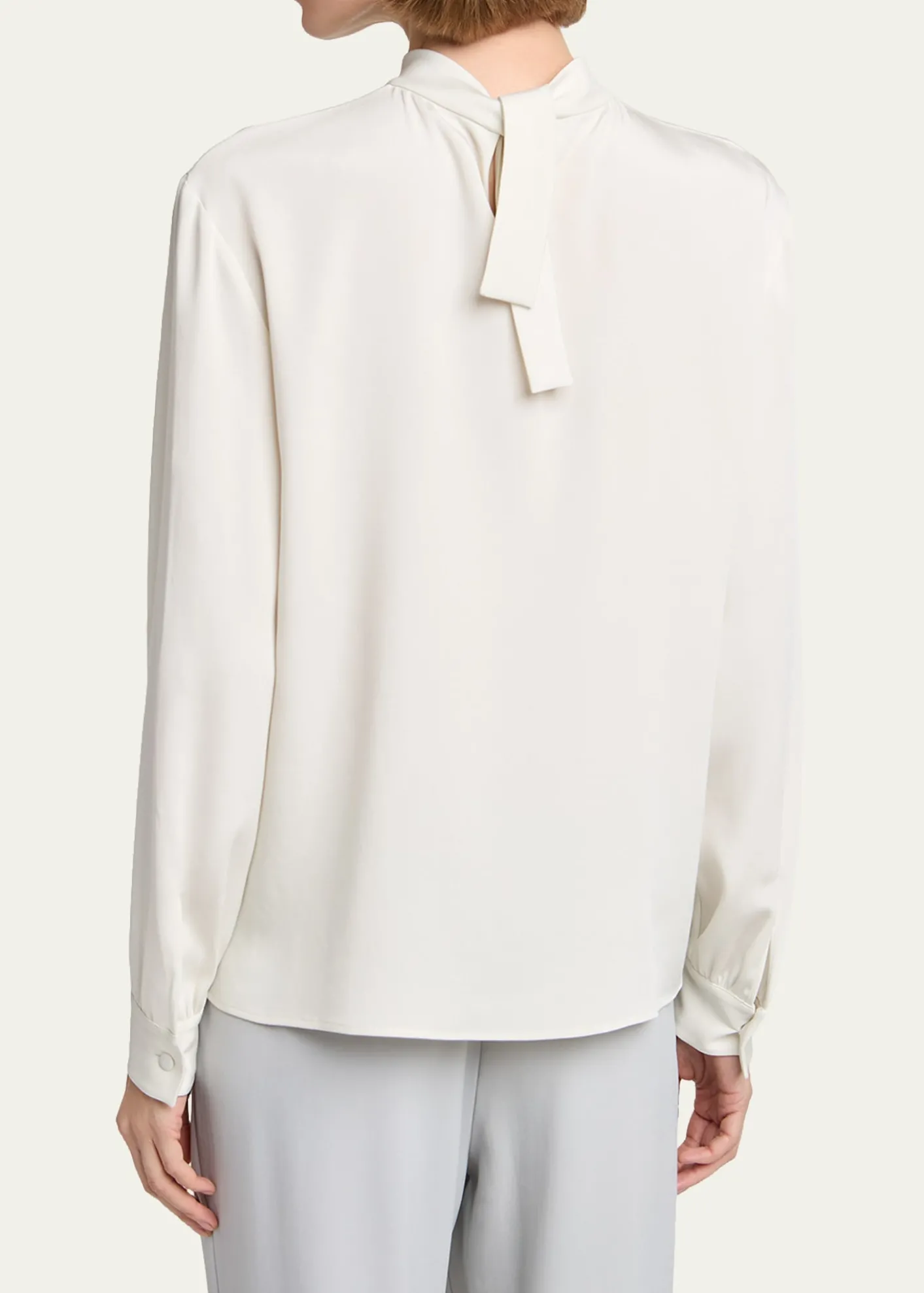 Giorgio ArmaniNeck-Tie Long-Sleeve Silk Top