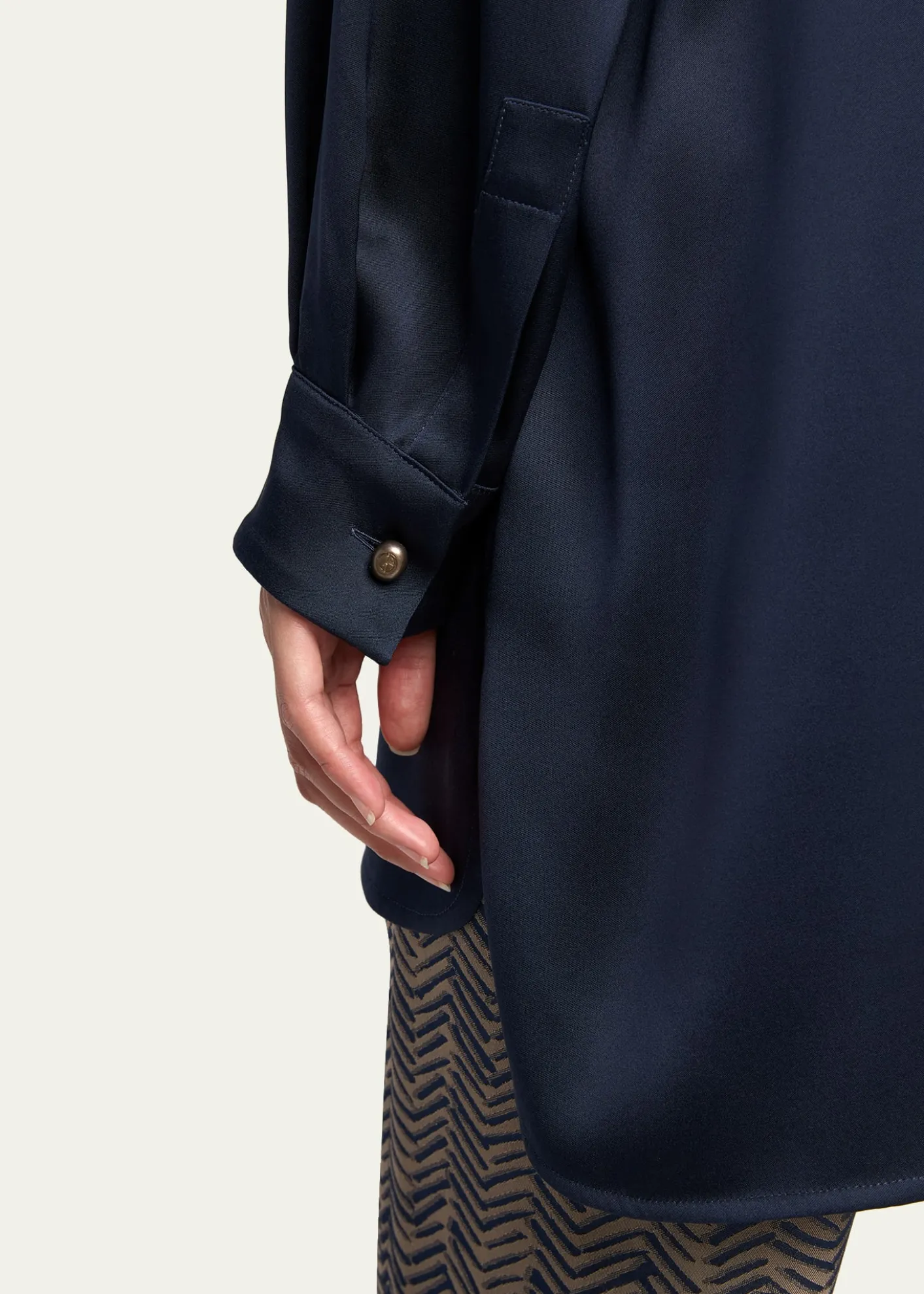 Giorgio ArmaniNeck-Tie Silk Oversized Tunic Shirt