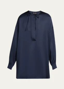 Giorgio ArmaniNeck-Tie Silk Oversized Tunic Shirt