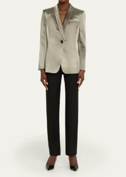 Giorgio ArmaniOmbre Satin Single-Breasted Blazer