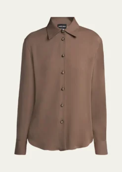 Giorgio ArmaniPearly Buttoned Silk Georgette Shirt
