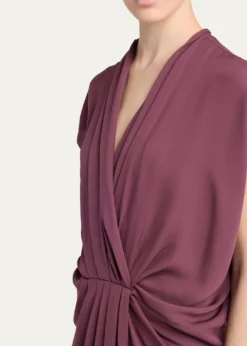 Giorgio ArmaniPleat Draped Silk Midi Dress