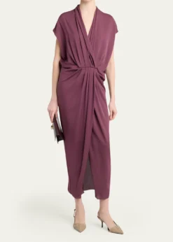 Giorgio ArmaniPleat Draped Silk Midi Dress