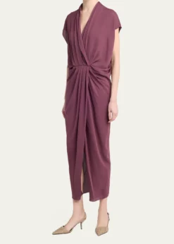 Giorgio ArmaniPleat Draped Silk Midi Dress