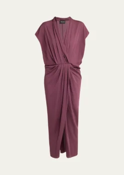 Giorgio ArmaniPleat Draped Silk Midi Dress