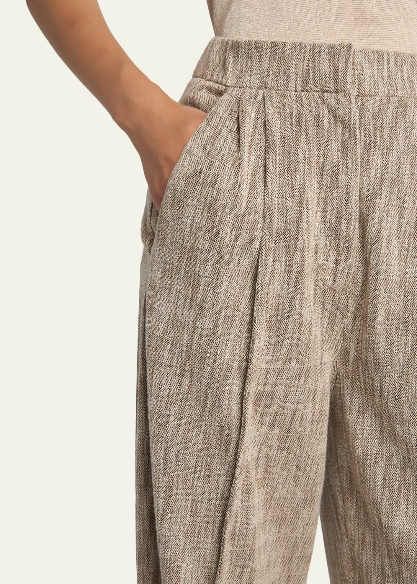 Giorgio ArmaniPleated Cotton Jacquard Tapered-Leg Trousers