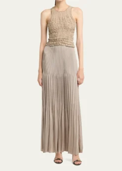 Giorgio ArmaniPleated Knit Maxi Skirt