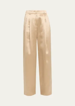 Giorgio ArmaniPleated Satin Straight-Leg Pants
