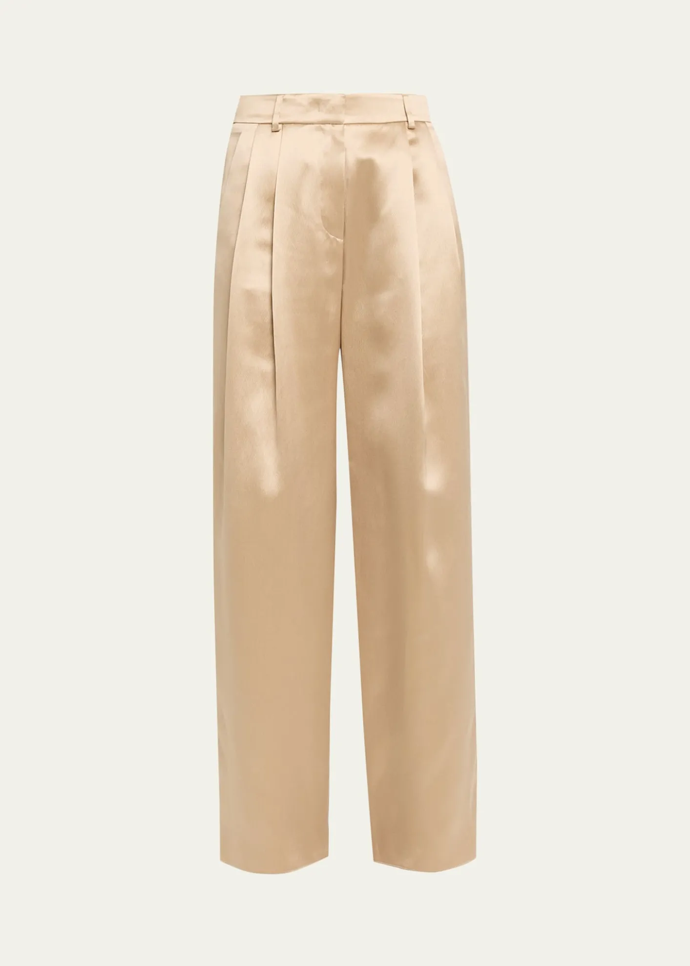 Giorgio ArmaniPleated Satin Straight-Leg Pants