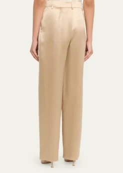 Giorgio ArmaniPleated Satin Straight-Leg Pants