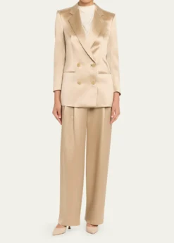 Giorgio ArmaniPleated Satin Straight-Leg Pants