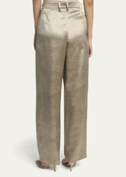 Giorgio ArmaniPleated Silk Straight-Leg Trousers