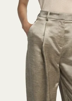 Giorgio ArmaniPleated Silk Straight-Leg Trousers
