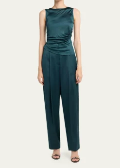 Giorgio ArmaniPleated Silk Straight-Leg Trousers