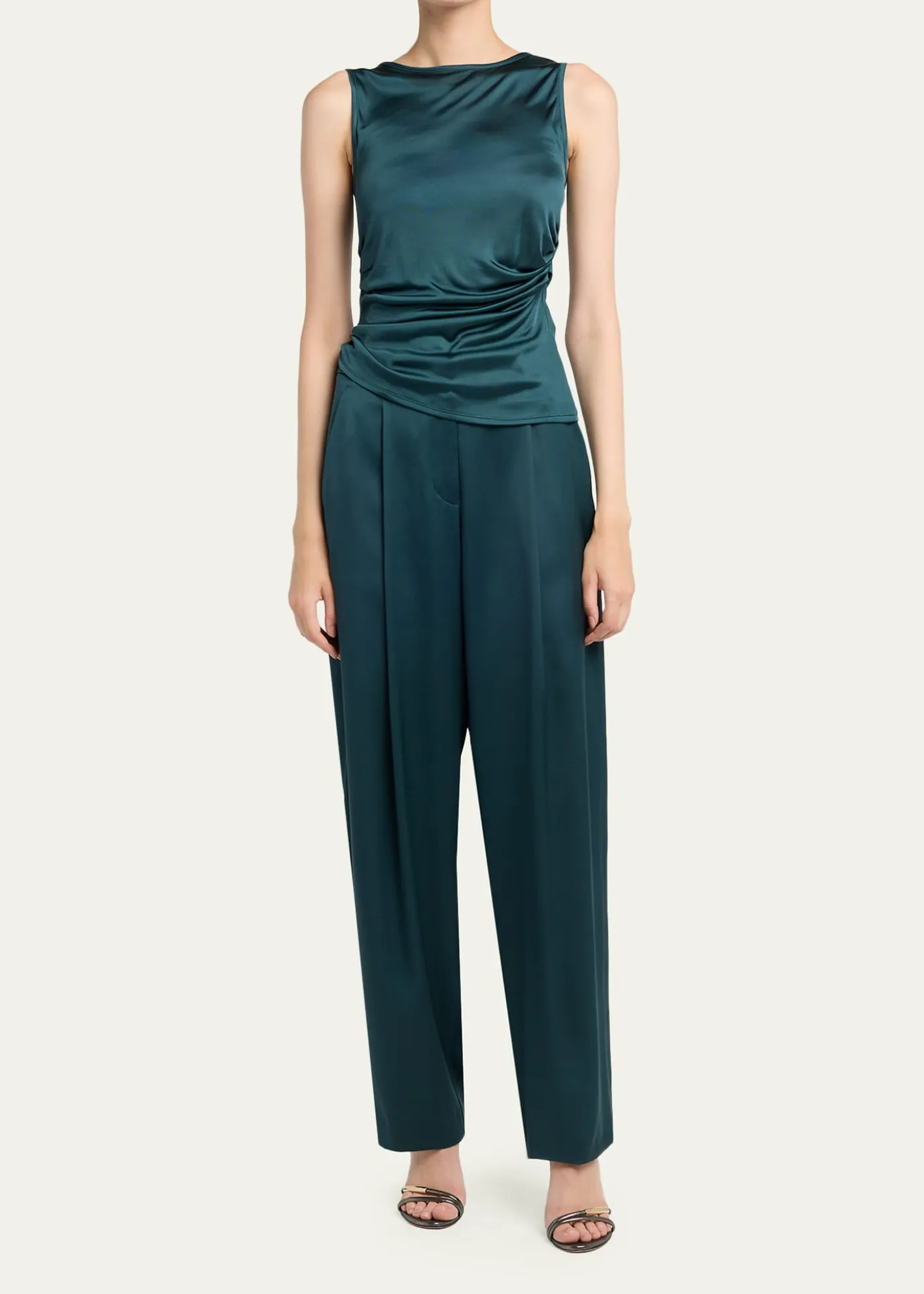 Giorgio ArmaniPleated Silk Straight-Leg Trousers