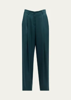 Giorgio ArmaniPleated Silk Straight-Leg Trousers