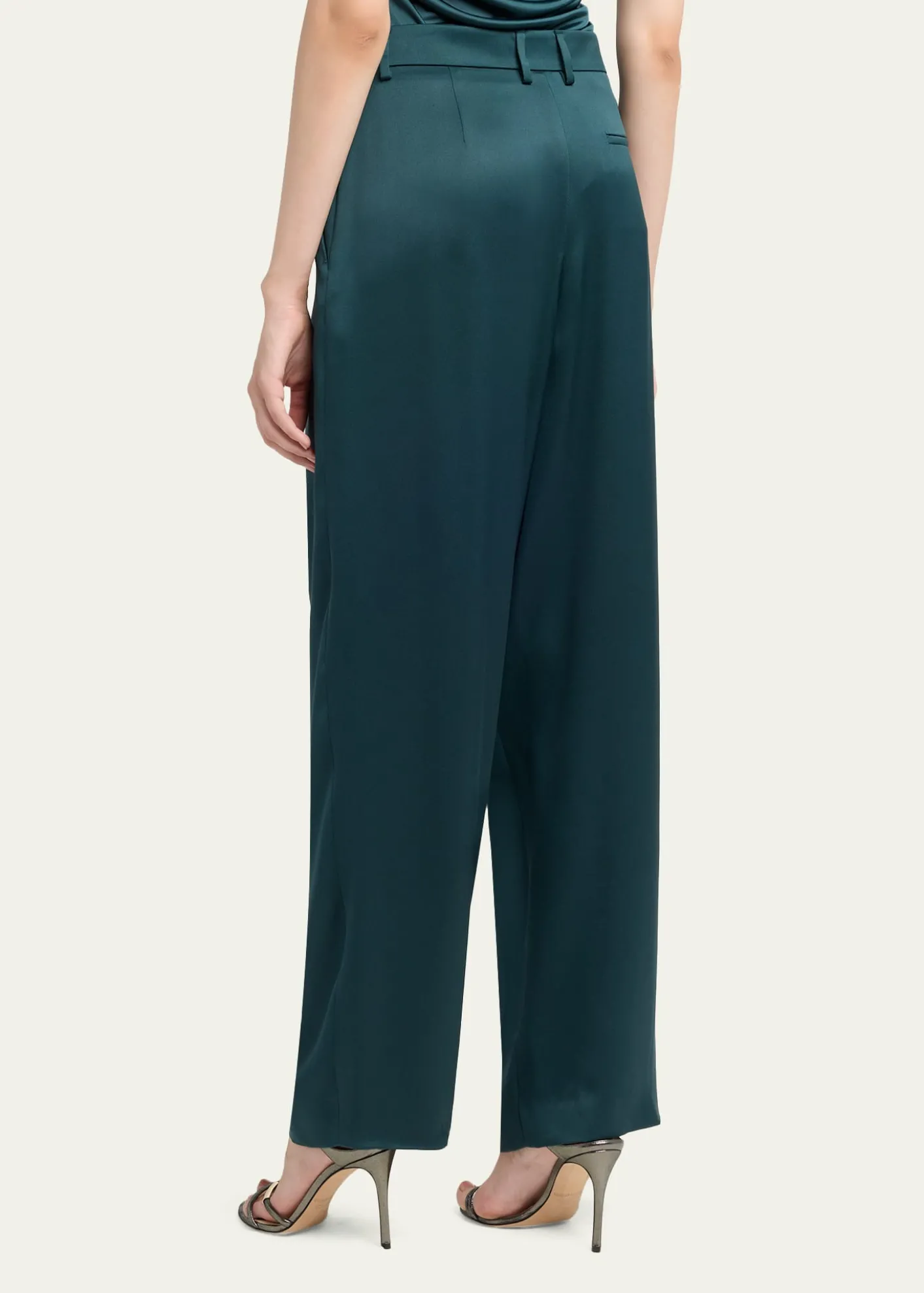Giorgio ArmaniPleated Silk Straight-Leg Trousers