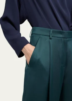 Giorgio ArmaniPleated Silk Straight-Leg Trousers