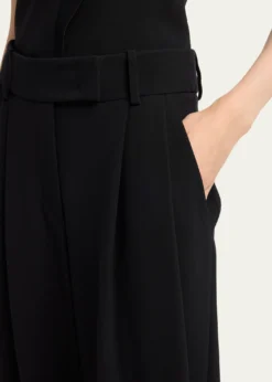 Giorgio ArmaniPleated Silk Wide-Leg Cuffed Trousers