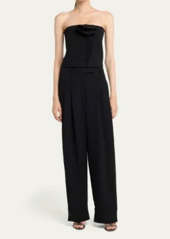 Giorgio ArmaniPleated Silk Wide-Leg Cuffed Trousers