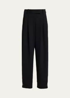 Giorgio ArmaniPleated Silk Wide-Leg Cuffed Trousers