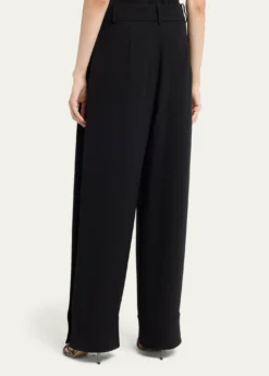 Giorgio ArmaniPleated Silk Wide-Leg Cuffed Trousers
