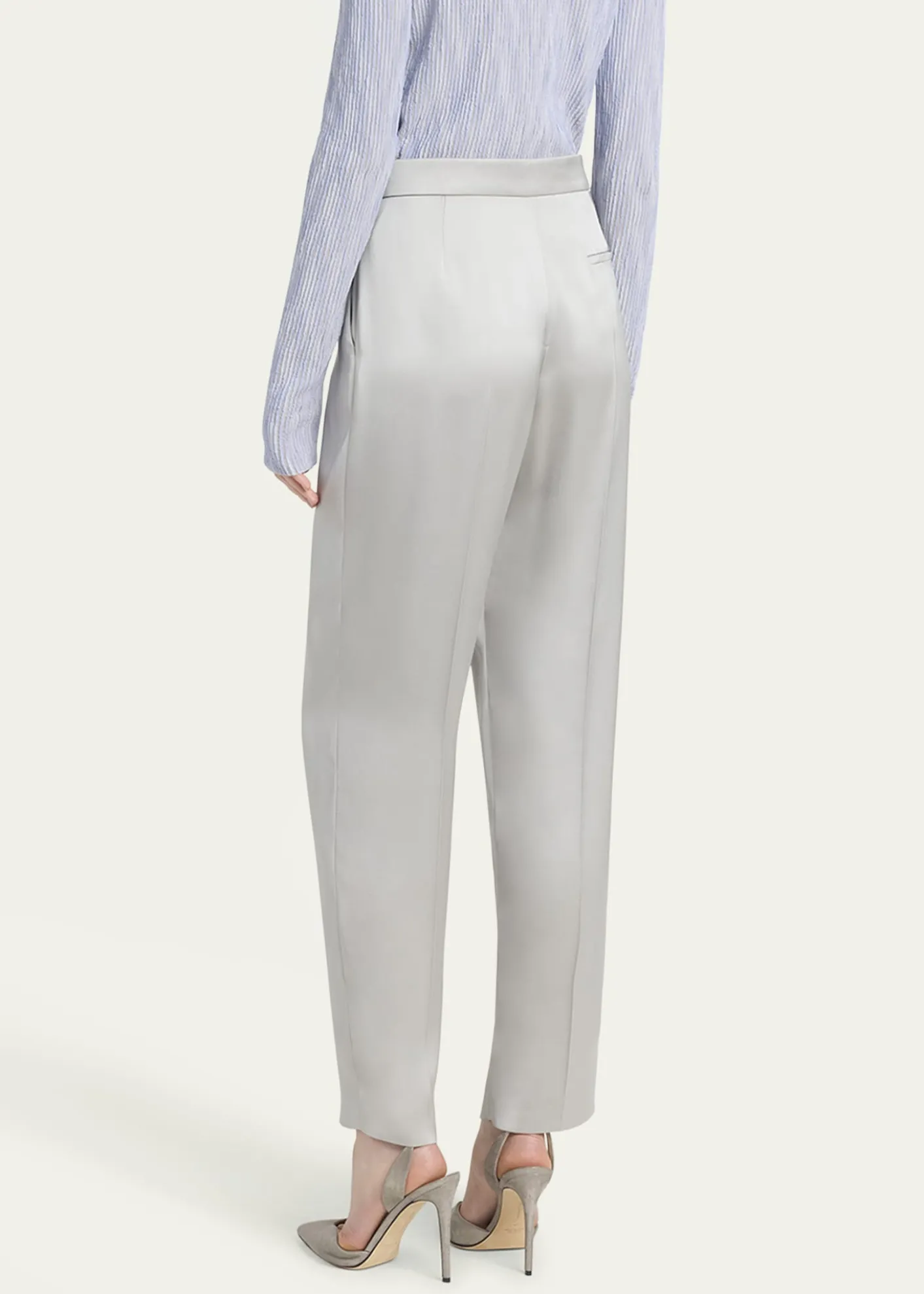 Giorgio ArmaniPleated Skinny Leg Silk Trousers