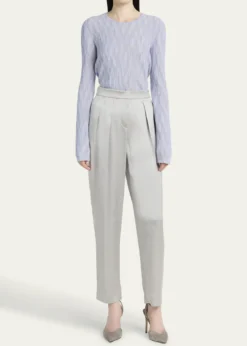 Giorgio ArmaniPleated Skinny Leg Silk Trousers