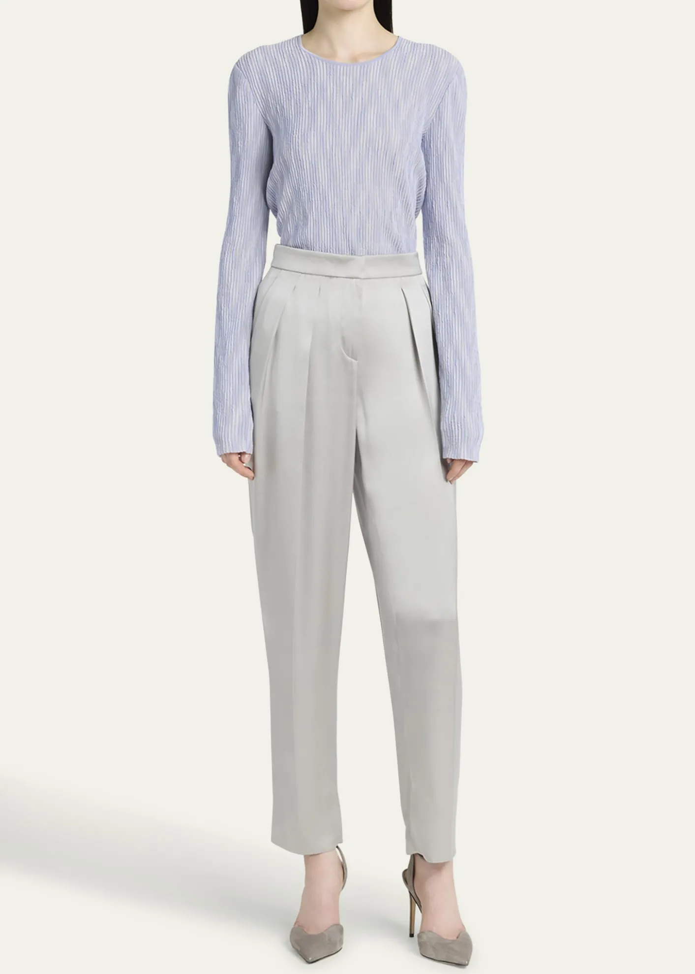 Giorgio ArmaniPleated Skinny Leg Silk Trousers