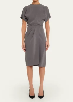 Giorgio ArmaniPleated Washed Silk Crepe Dress