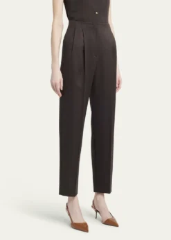 Giorgio ArmaniPleated Wool Straight-Leg Ankle Trousers