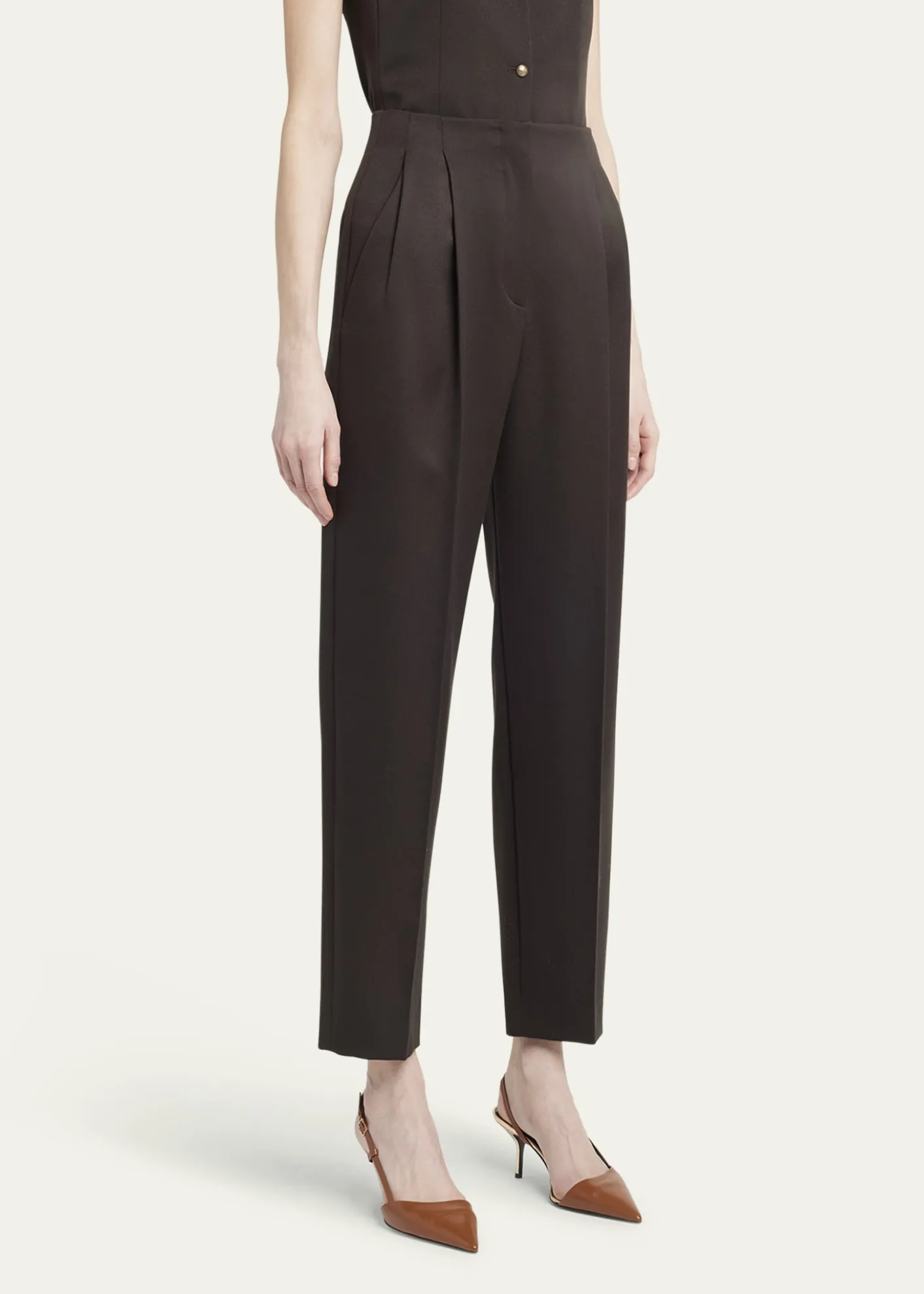Giorgio ArmaniPleated Wool Straight-Leg Ankle Trousers