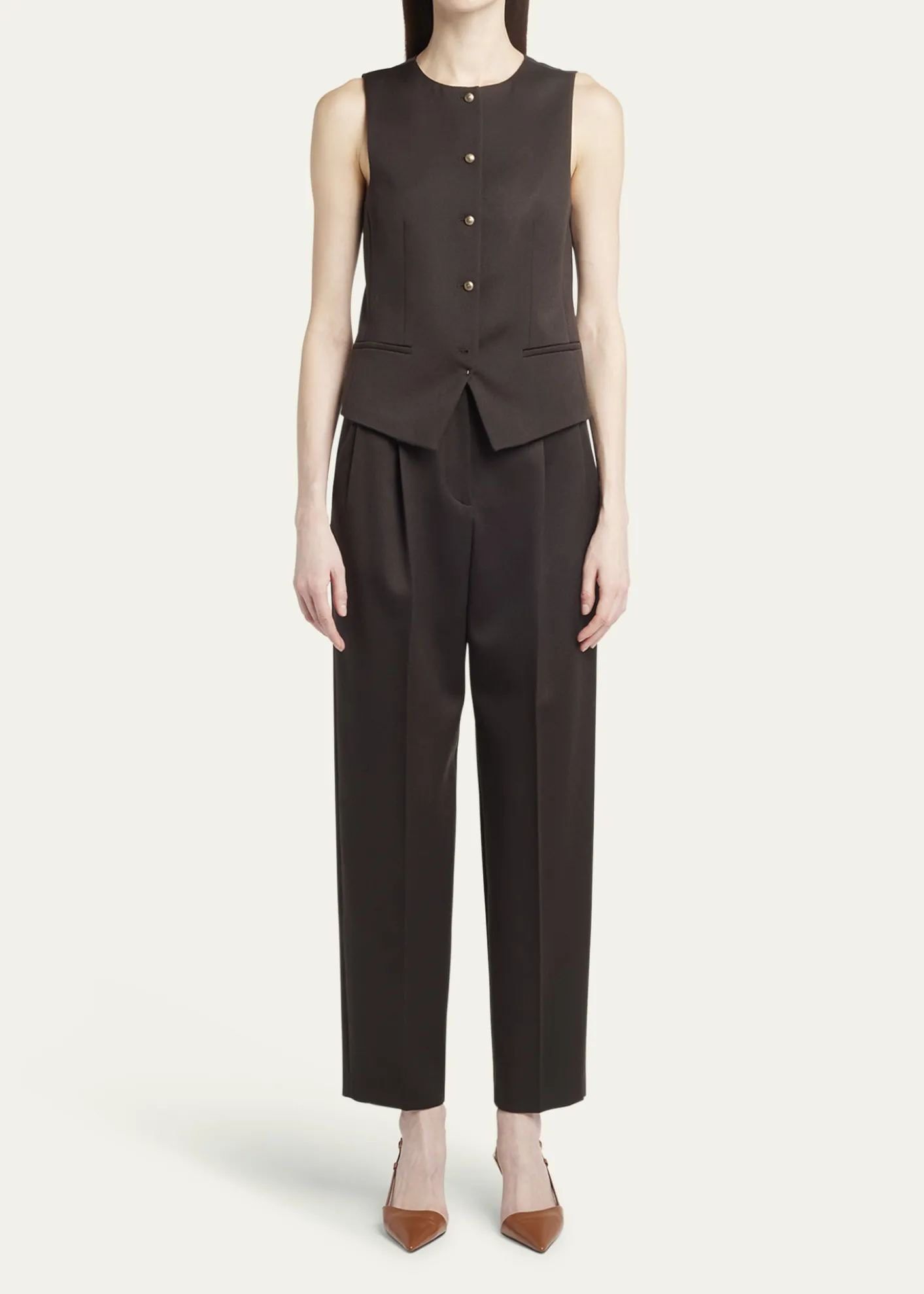 Giorgio ArmaniPleated Wool Straight-Leg Ankle Trousers
