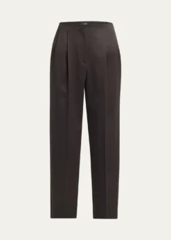 Giorgio ArmaniPleated Wool Straight-Leg Ankle Trousers