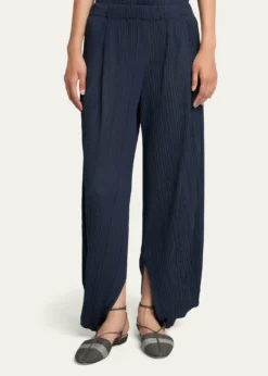Giorgio ArmaniPlisse Balloon-Leg Split-Hem Trousers