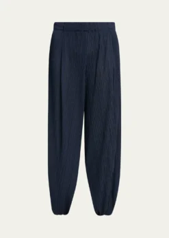 Giorgio ArmaniPlisse Balloon-Leg Split-Hem Trousers