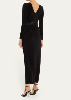 Giorgio ArmaniPlisse Jersey Gown with Beaded Hip Detail