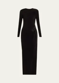 Giorgio ArmaniPlisse Jersey Gown with Beaded Hip Detail